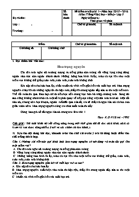 Đề và đáp án kiểm tra học kì I Tiếng việt lớp 5 - Năm học 2016-2017